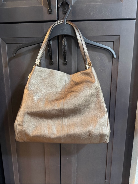 Coach Handbags - Coach Metallic Bronze Leather Shoulder Bag Hobo Purse Large Soft Pebbled Leather